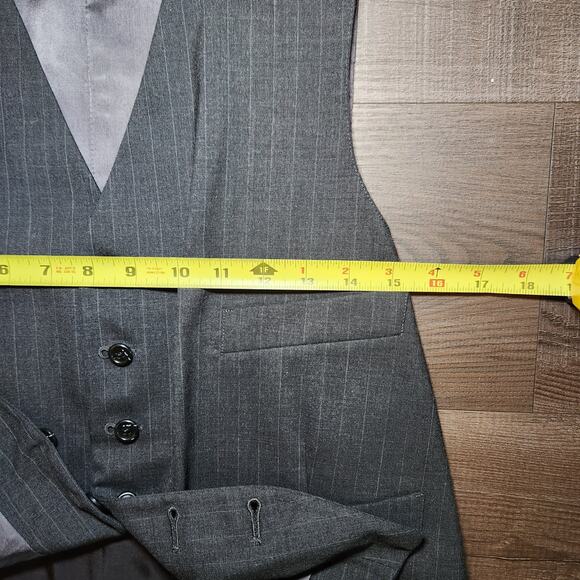 BROOKS BROTHERS Men’s 3-Piece Suit Jacket Vest Pants 42R Grey Wool Striped USA - Picture 12 of 16